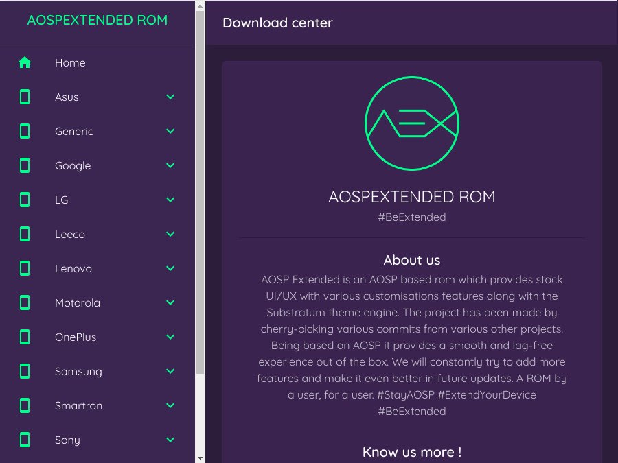AospExtended Download center